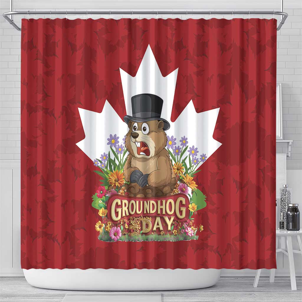 Funny Groundhog Day Shower Curtain Canadian Maple Leaf - Wonder Print Shop