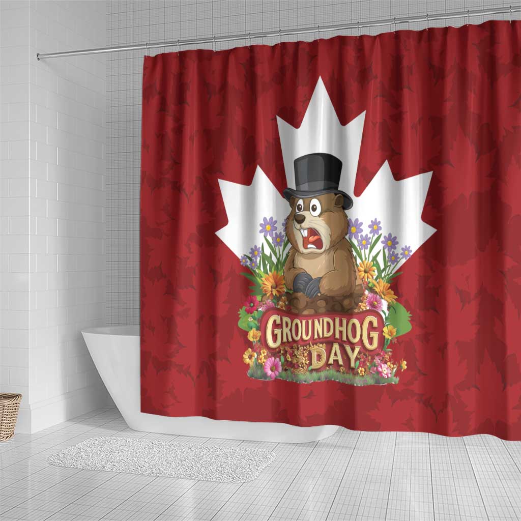 Funny Groundhog Day Shower Curtain Canadian Maple Leaf - Wonder Print Shop