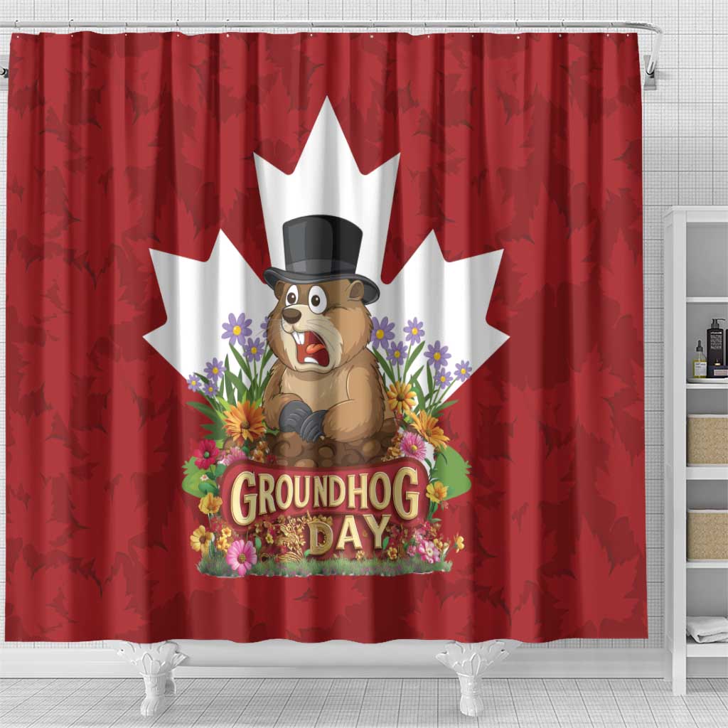 Funny Groundhog Day Shower Curtain Canadian Maple Leaf - Wonder Print Shop