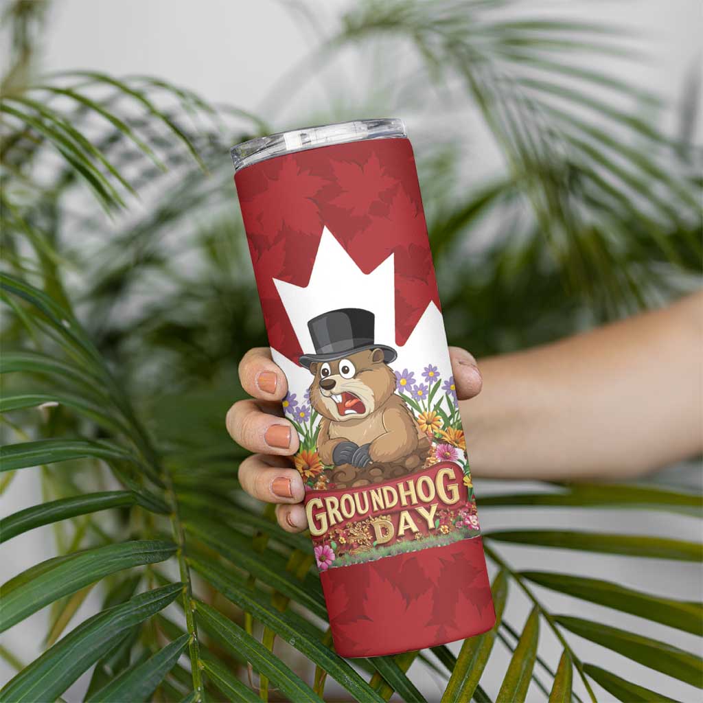 Funny Groundhog Day Skinny Tumbler Canadian Maple Leaf - Wonder Print Shop