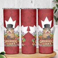 Funny Groundhog Day Skinny Tumbler Canadian Maple Leaf - Wonder Print Shop
