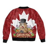 Funny Groundhog Day Sleeve Zip Bomber Jacket Canadian Maple Leaf - Wonder Print Shop