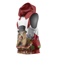 Funny Groundhog Day Sleeveless Hoodie Canadian Maple Leaf - Wonder Print Shop