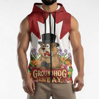 Funny Groundhog Day Sleeveless Zip Hoodie Canadian Maple Leaf - Wonder Print Shop