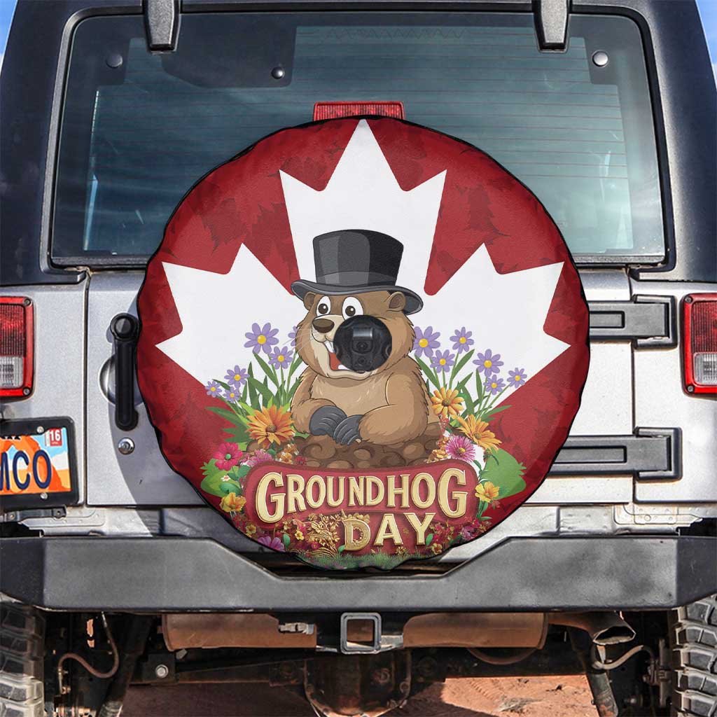 Funny Groundhog Day Spare Tire Cover Canadian Maple Leaf - Wonder Print Shop