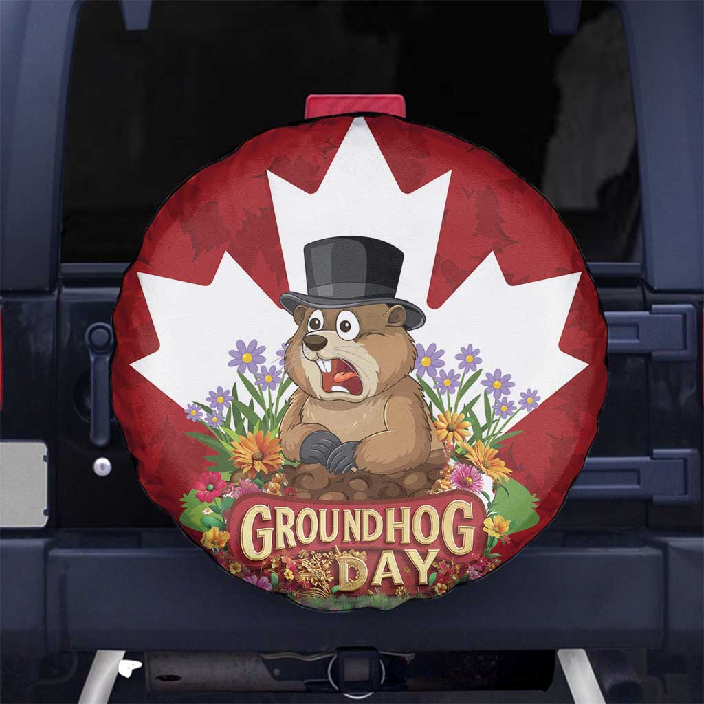Funny Groundhog Day Spare Tire Cover Canadian Maple Leaf - Wonder Print Shop