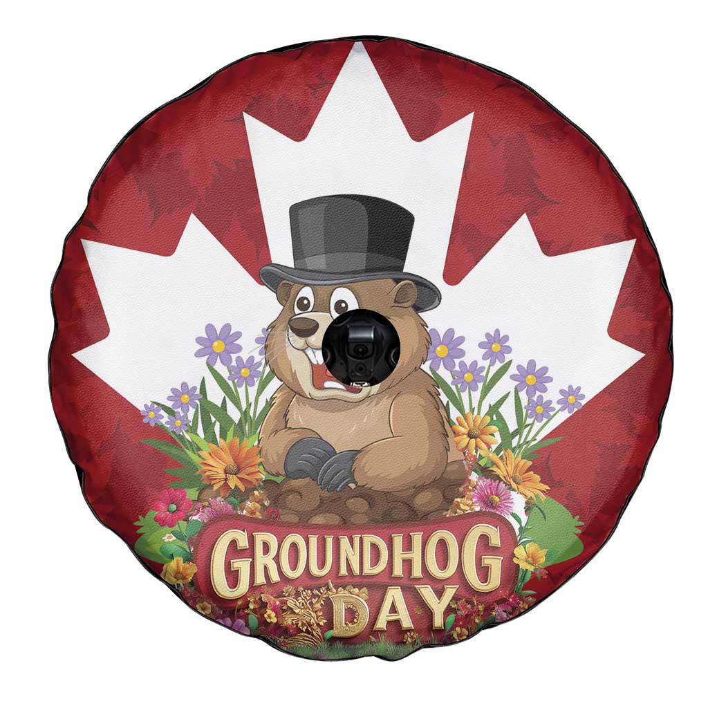 Funny Groundhog Day Spare Tire Cover Canadian Maple Leaf - Wonder Print Shop