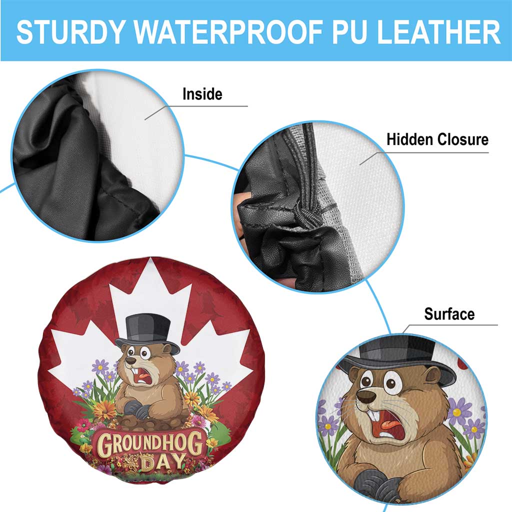 Funny Groundhog Day Spare Tire Cover Canadian Maple Leaf - Wonder Print Shop