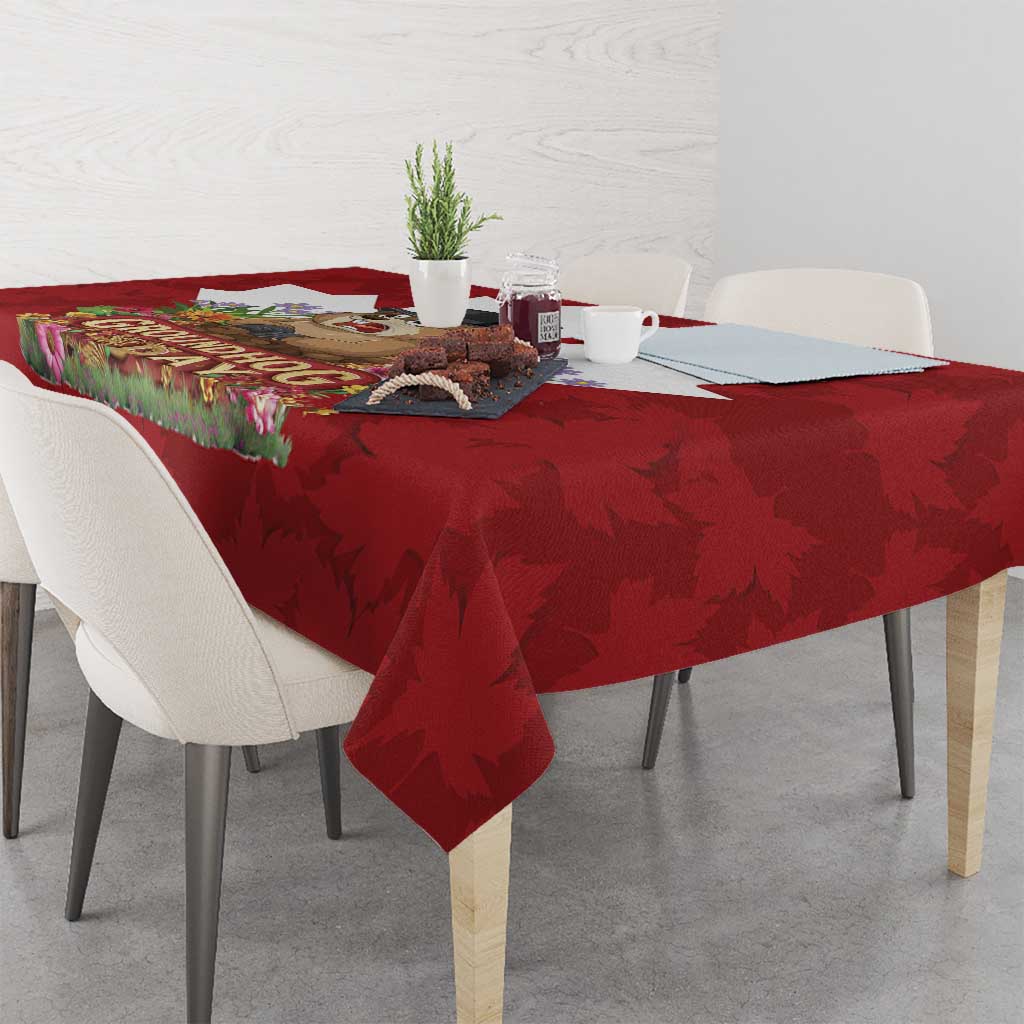 Funny Groundhog Day Tablecloth Canadian Maple Leaf - Wonder Print Shop