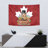 Funny Groundhog Day Tapestry Canadian Maple Leaf - Wonder Print Shop