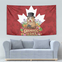 Funny Groundhog Day Tapestry Canadian Maple Leaf - Wonder Print Shop