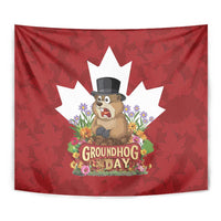 Funny Groundhog Day Tapestry Canadian Maple Leaf - Wonder Print Shop