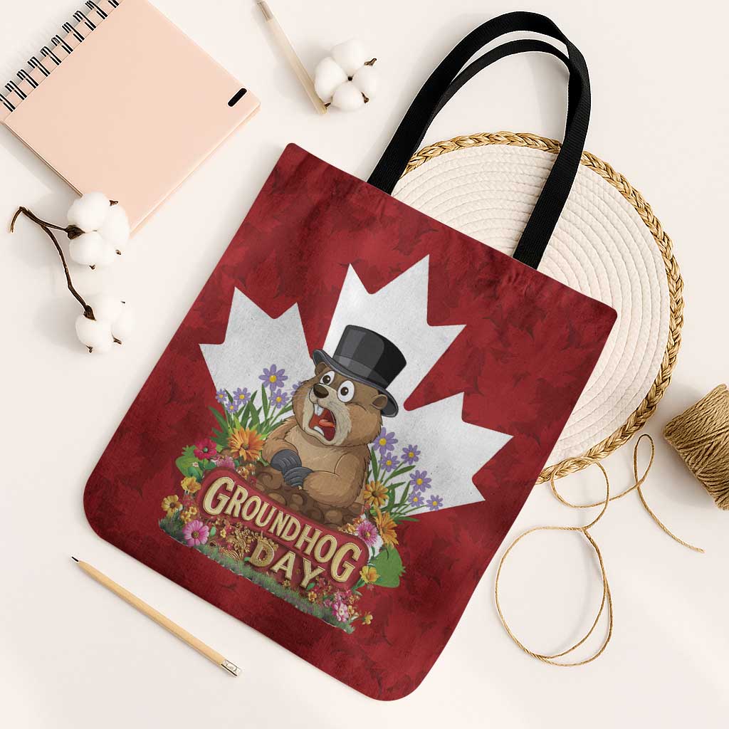 Funny Groundhog Day Tote Bag Canadian Maple Leaf - Wonder Print Shop