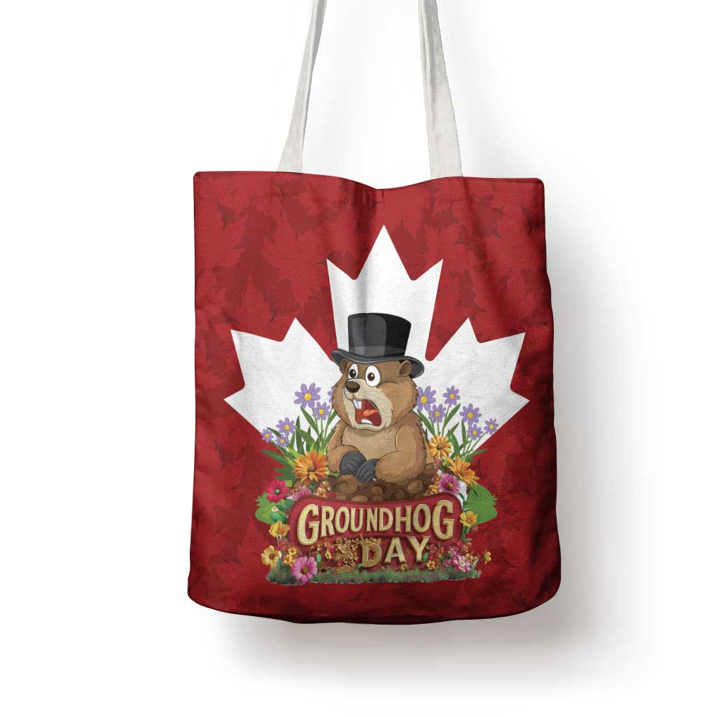 Funny Groundhog Day Tote Bag Canadian Maple Leaf - Wonder Print Shop
