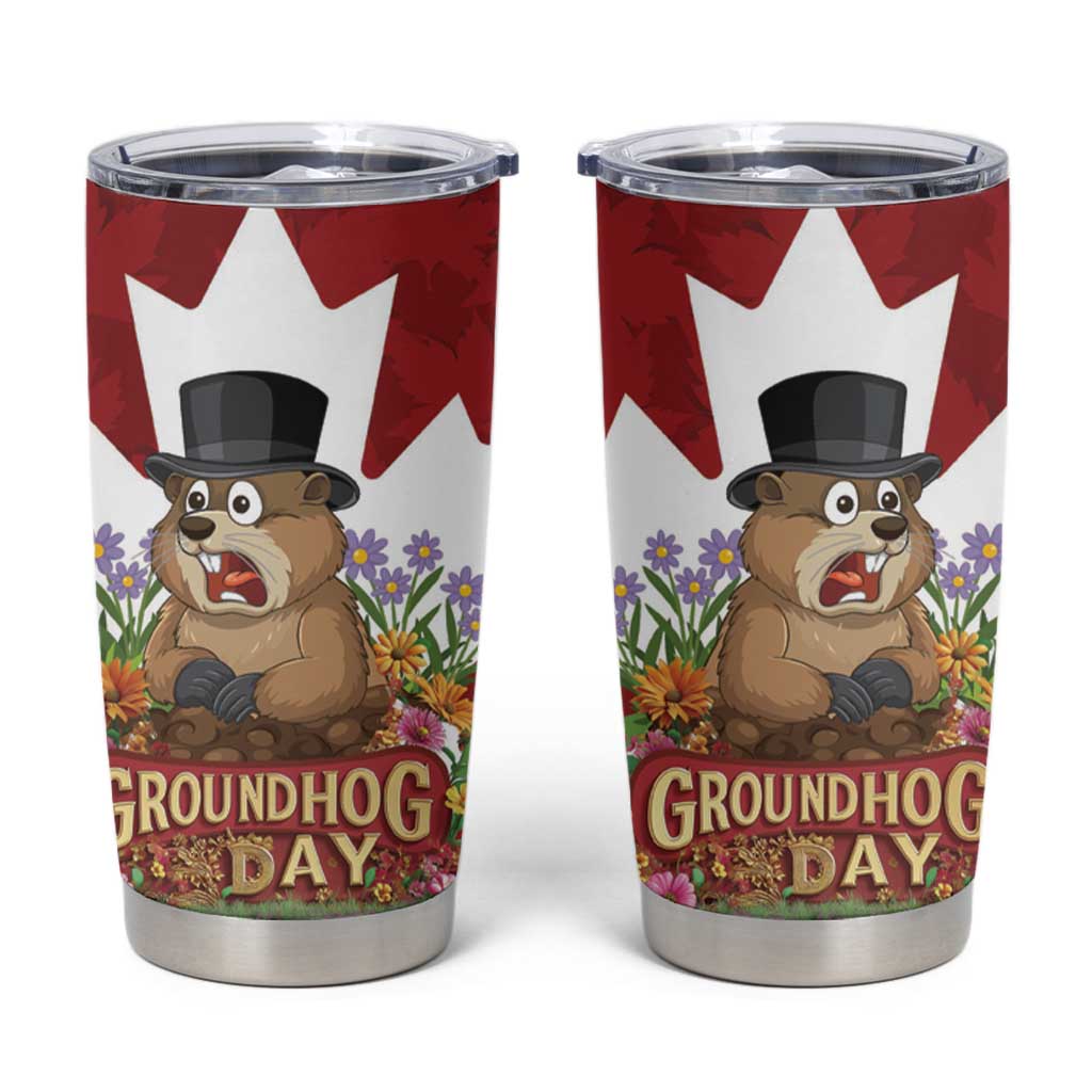 Funny Groundhog Day Tumbler Cup Canadian Maple Leaf - Wonder Print Shop
