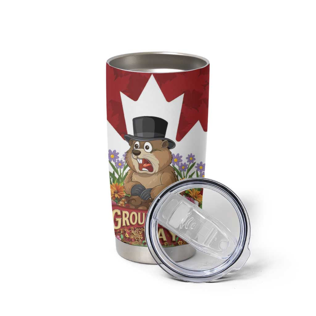 Funny Groundhog Day Tumbler Cup Canadian Maple Leaf - Wonder Print Shop