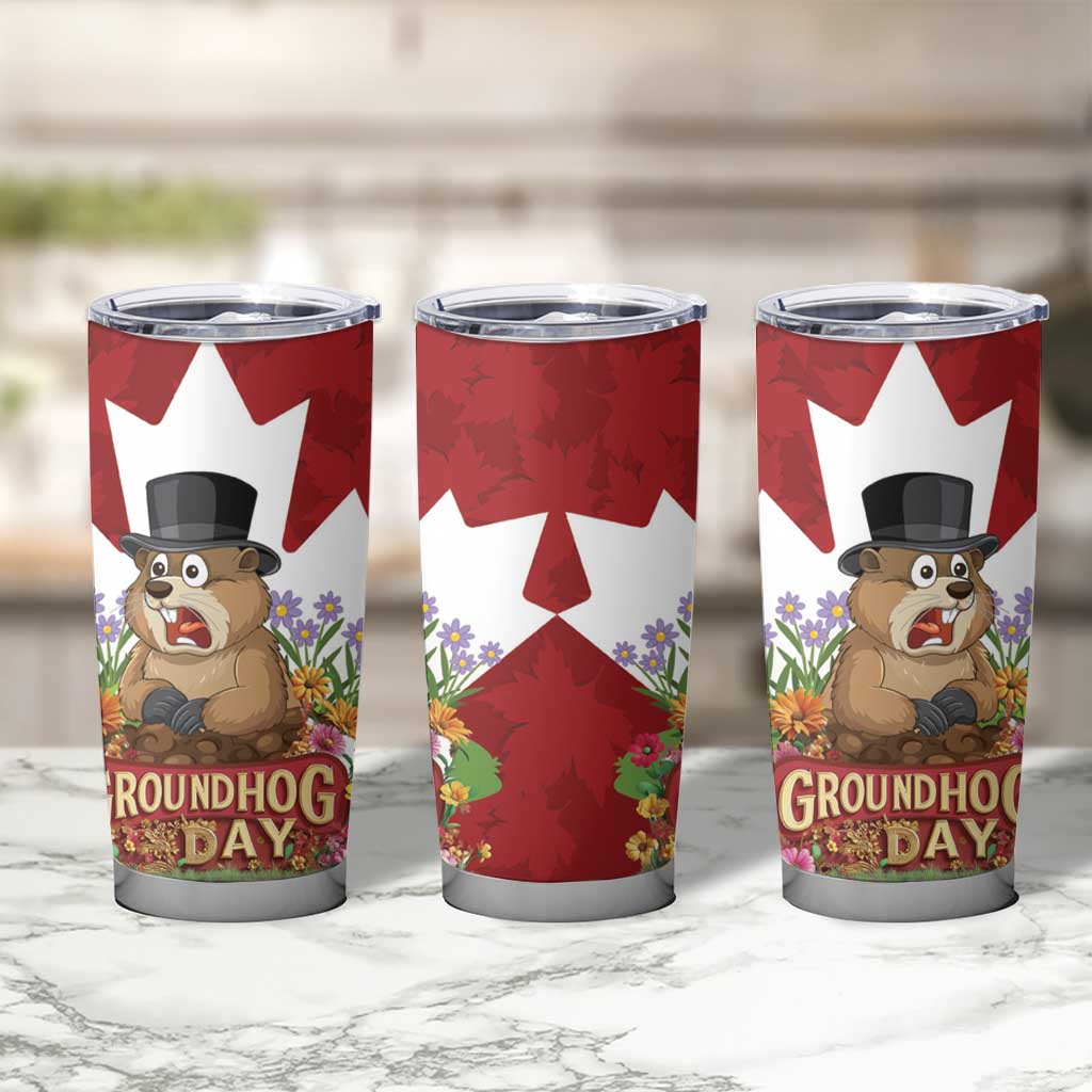 Funny Groundhog Day Tumbler Cup Canadian Maple Leaf - Wonder Print Shop