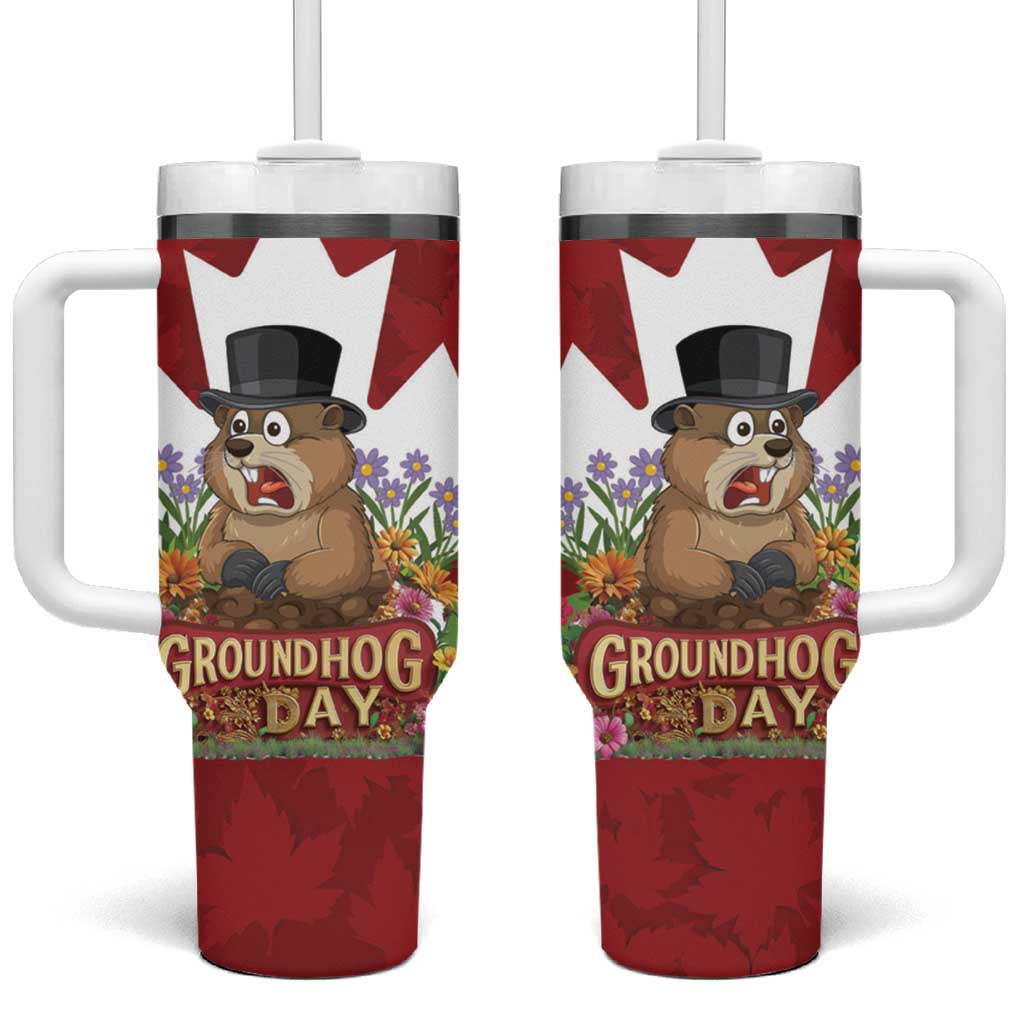 Funny Groundhog Day Tumbler With Handle Canadian Maple Leaf - Wonder Print Shop