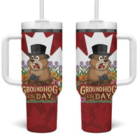 Funny Groundhog Day Tumbler With Handle Canadian Maple Leaf - Wonder Print Shop