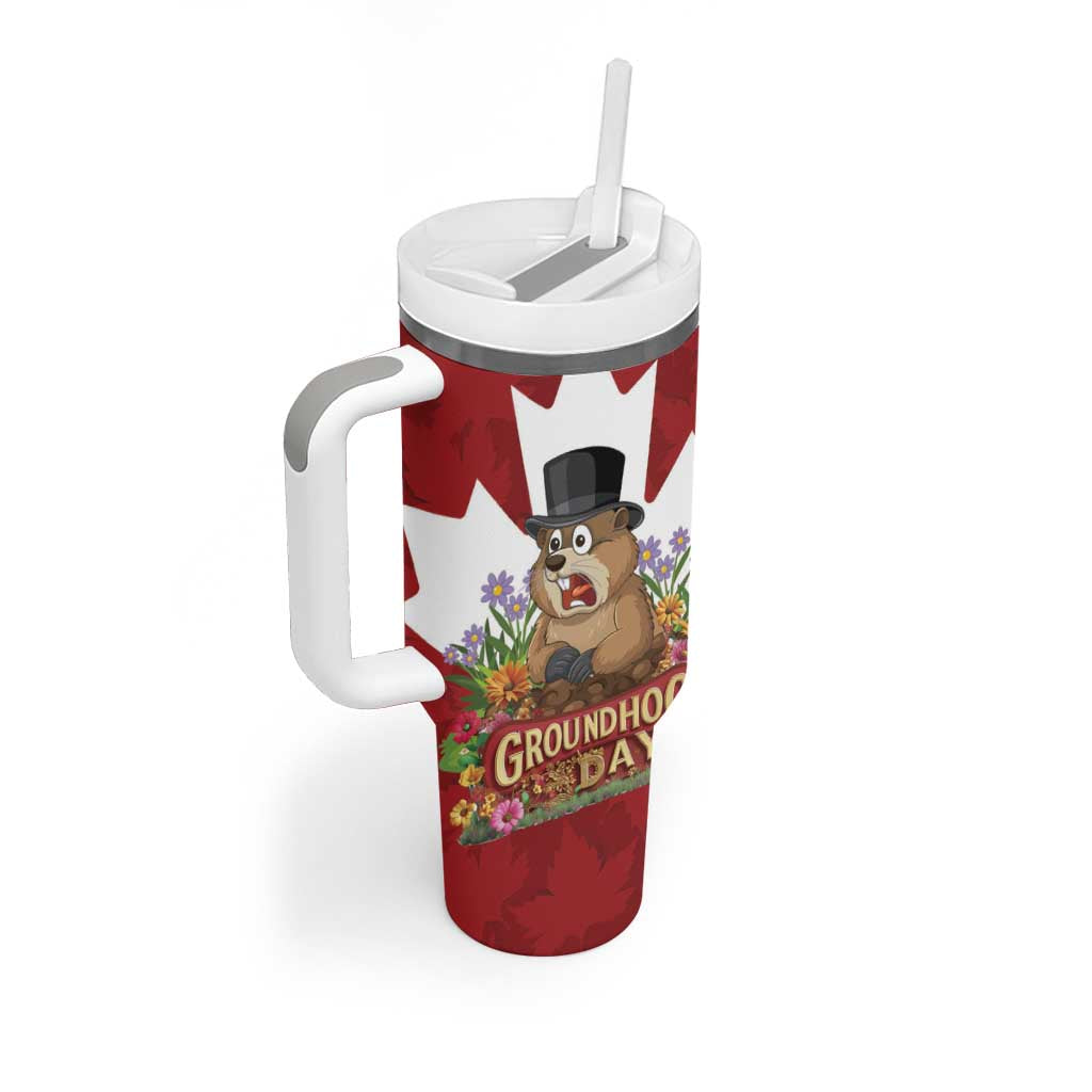 Funny Groundhog Day Tumbler With Handle Canadian Maple Leaf - Wonder Print Shop