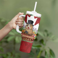Funny Groundhog Day Tumbler With Handle Canadian Maple Leaf - Wonder Print Shop