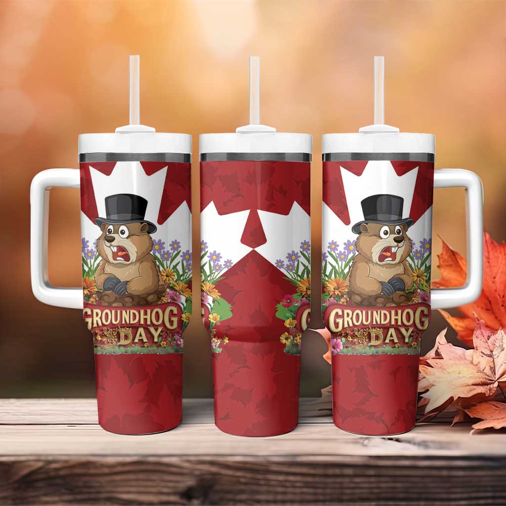 Funny Groundhog Day Tumbler With Handle Canadian Maple Leaf - Wonder Print Shop
