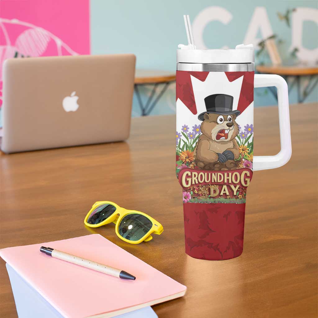 Funny Groundhog Day Tumbler With Handle Canadian Maple Leaf - Wonder Print Shop