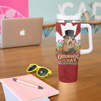 Funny Groundhog Day Tumbler With Handle Canadian Maple Leaf - Wonder Print Shop