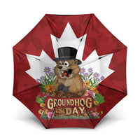 Funny Groundhog Day Umbrella Canadian Maple Leaf - Wonder Print Shop