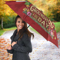 Funny Groundhog Day Umbrella Canadian Maple Leaf - Wonder Print Shop