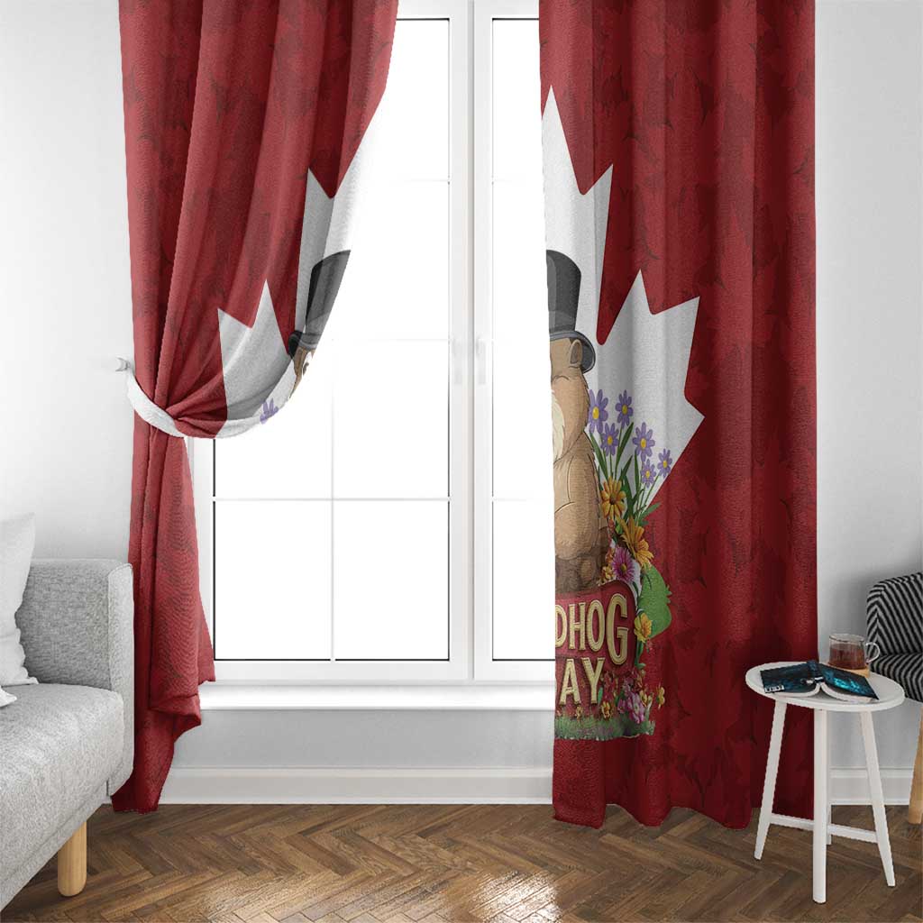 Funny Groundhog Day Window Curtain Canadian Maple Leaf - Wonder Print Shop