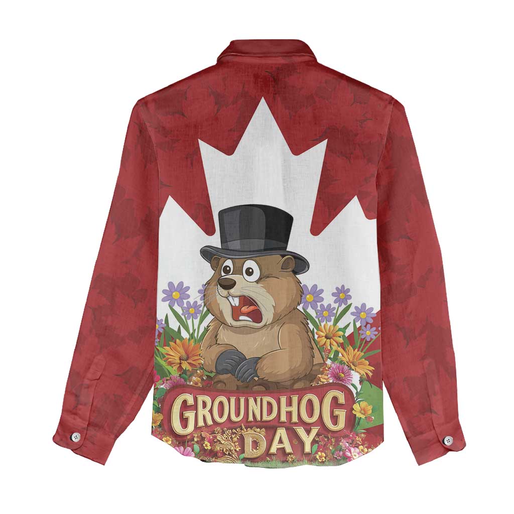 Funny Groundhog Day Women Casual Shirt Canadian Maple Leaf - Wonder Print Shop