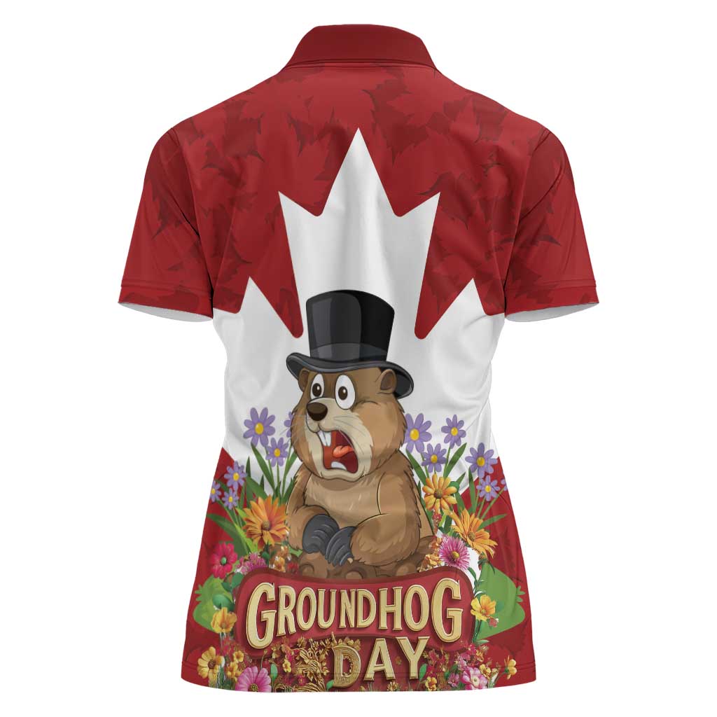 Funny Groundhog Day Women Polo Shirt Canadian Maple Leaf - Wonder Print Shop