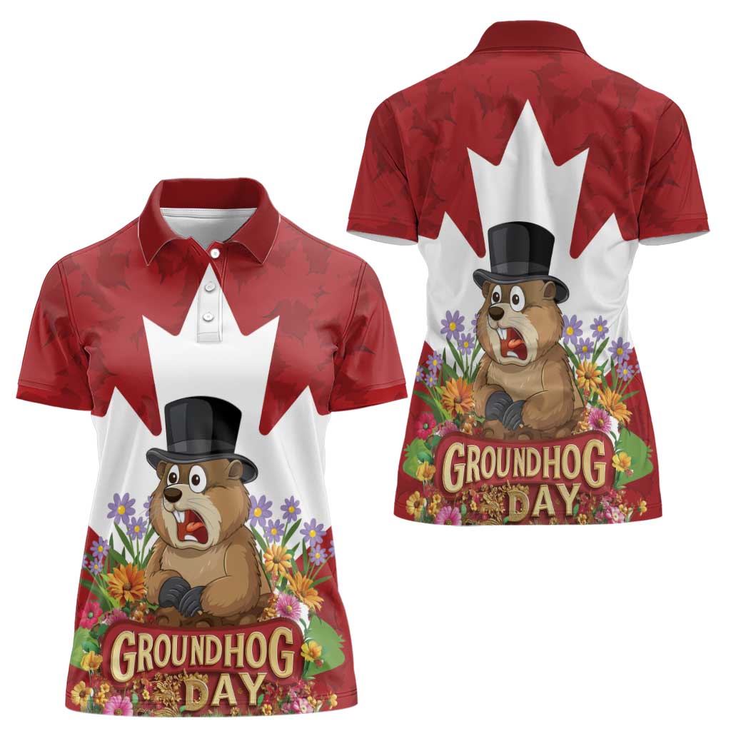 Funny Groundhog Day Women Polo Shirt Canadian Maple Leaf - Wonder Print Shop