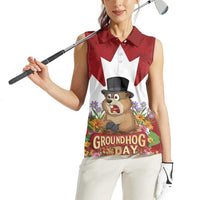 Funny Groundhog Day Women Sleeveless Polo Shirt Canadian Maple Leaf - Wonder Print Shop