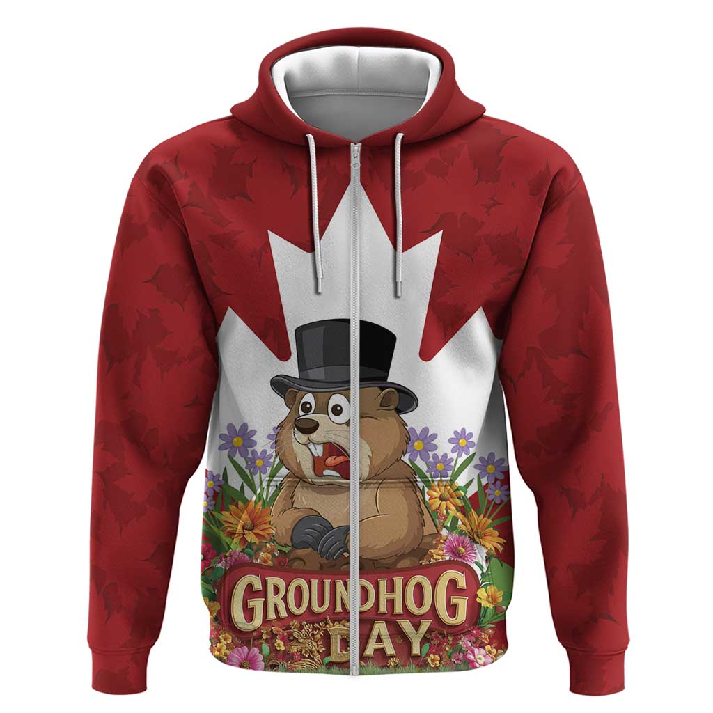 Funny Groundhog Day Zip Hoodie Canadian Maple Leaf - Wonder Print Shop