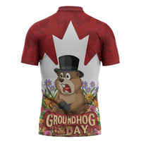 Funny Groundhog Day Zipper Polo Shirt Canadian Maple Leaf - Wonder Print Shop