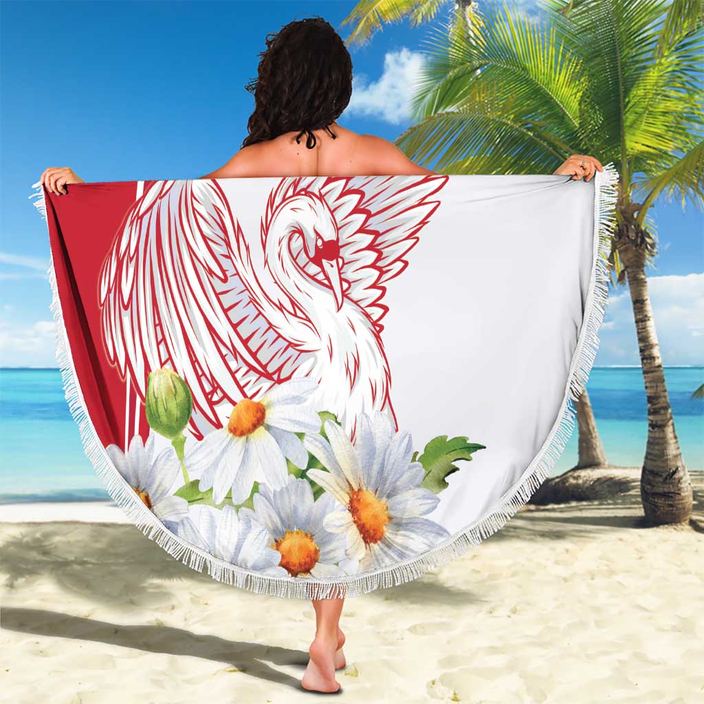 Personalized Denmark Beach Blanket Mute Swan With Marguerite Daisy