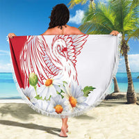 Personalized Denmark Beach Blanket Mute Swan With Marguerite Daisy