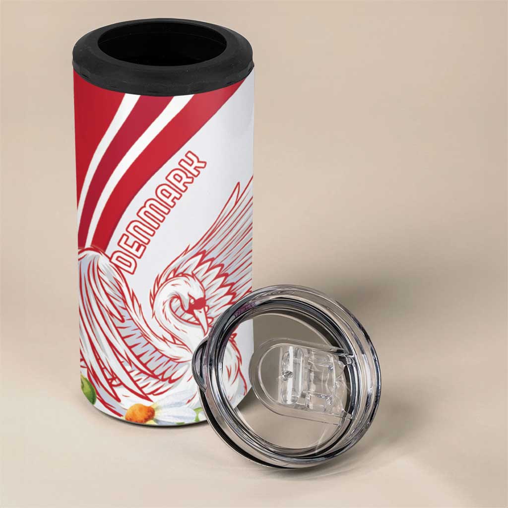Personalized Denmark 4 in 1 Can Cooler Tumbler Mute Swan With Marguerite Daisy