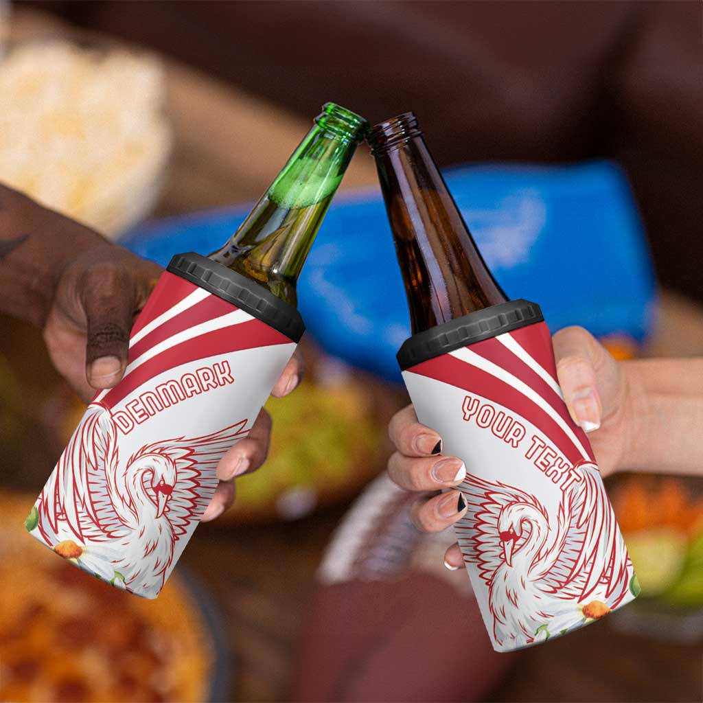 Personalized Denmark 4 in 1 Can Cooler Tumbler Mute Swan With Marguerite Daisy