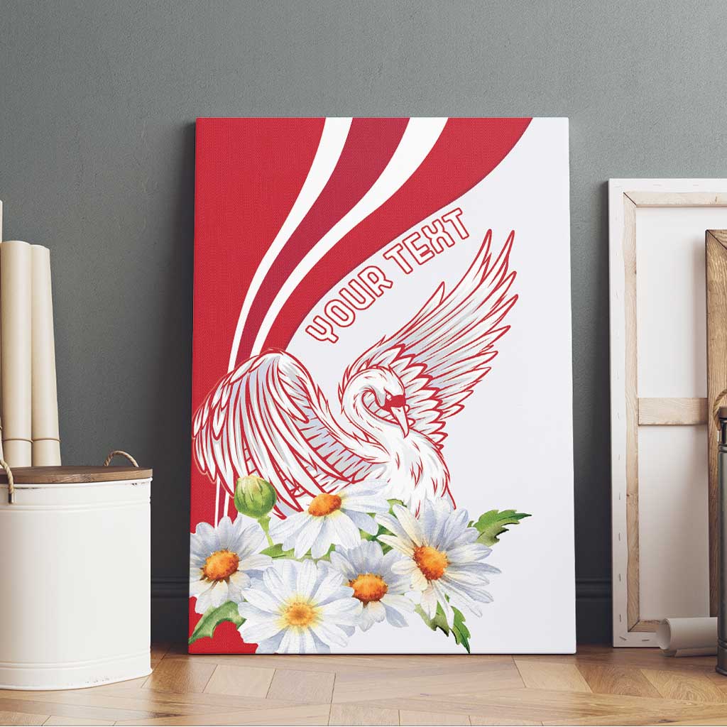 Personalized Denmark Canvas Wall Art Mute Swan With Marguerite Daisy