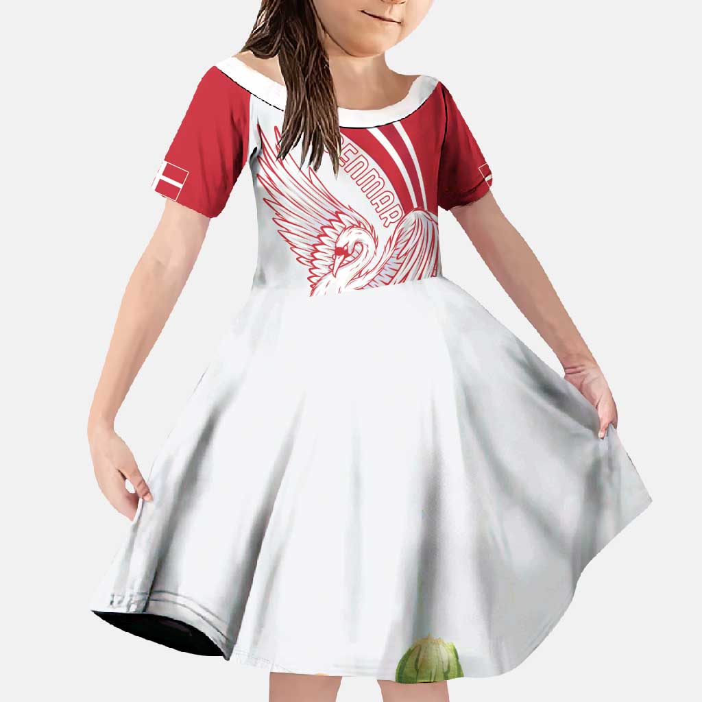 Personalized Denmark Family Matching Off Shoulder Maxi Dress and Hawaiian Shirt Mute Swan With Marguerite Daisy