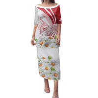 Personalized Denmark Family Matching Puletasi and Hawaiian Shirt Mute Swan With Marguerite Daisy