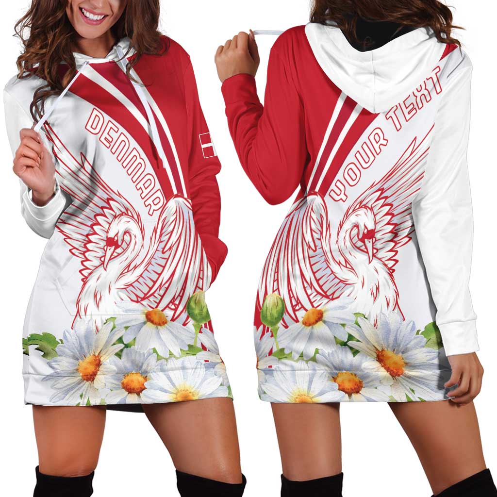 Personalized Denmark Hoodie Dress Mute Swan With Marguerite Daisy