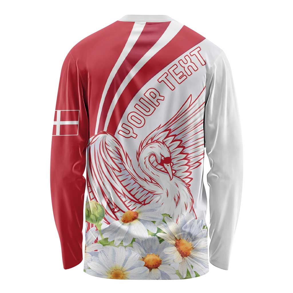 Personalized Denmark Long Sleeve Shirt Mute Swan With Marguerite Daisy