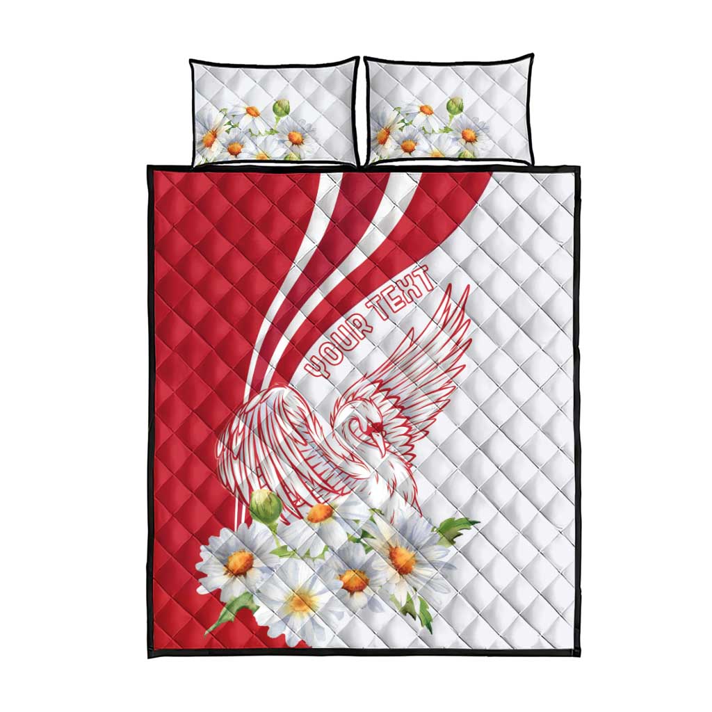 Personalized Denmark Quilt Bed Set Mute Swan With Marguerite Daisy