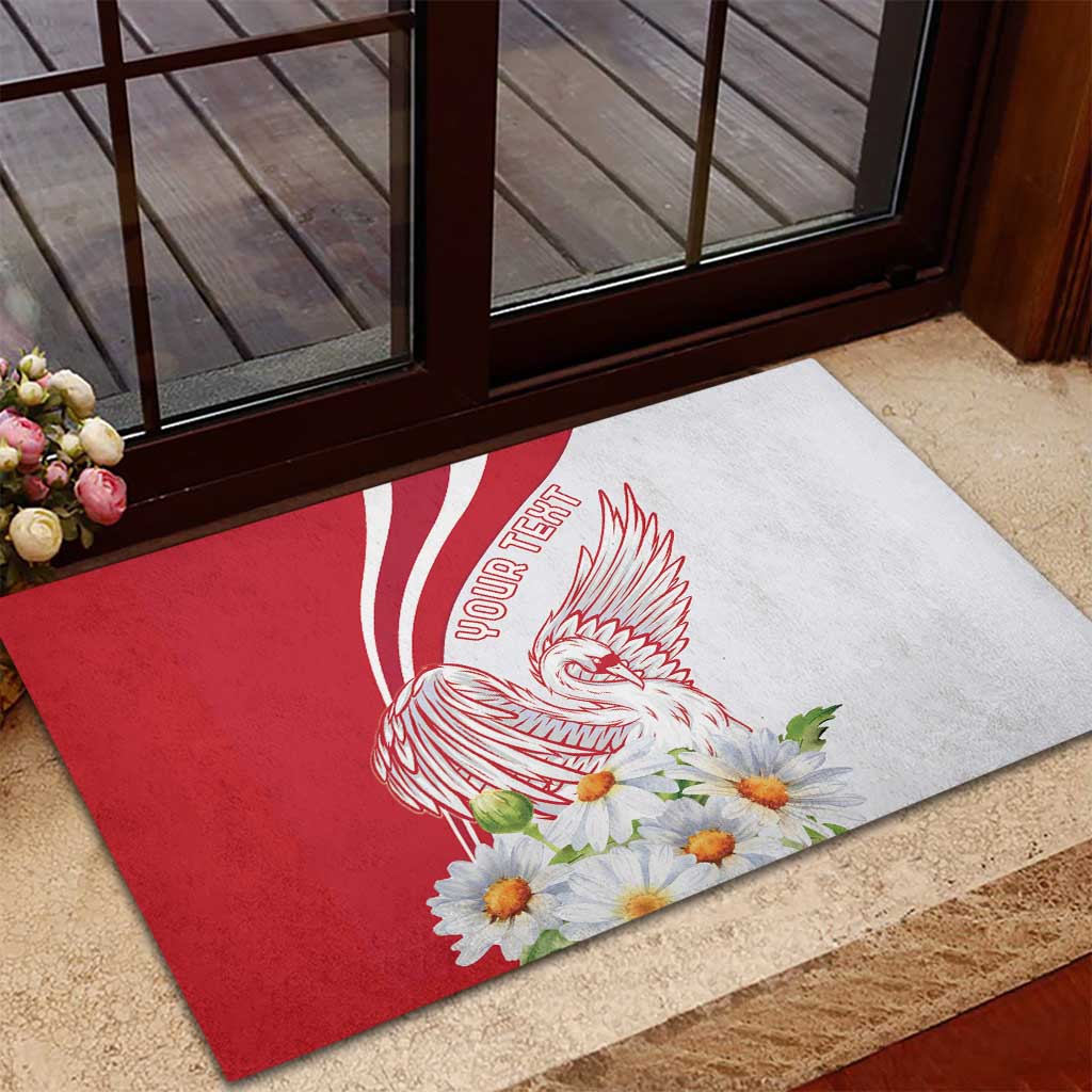 Personalized Denmark Rubber Doormat Mute Swan With Marguerite Daisy