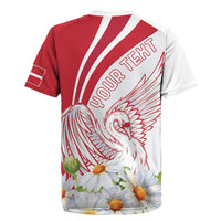 Personalized Denmark Rugby Jersey Mute Swan With Marguerite Daisy
