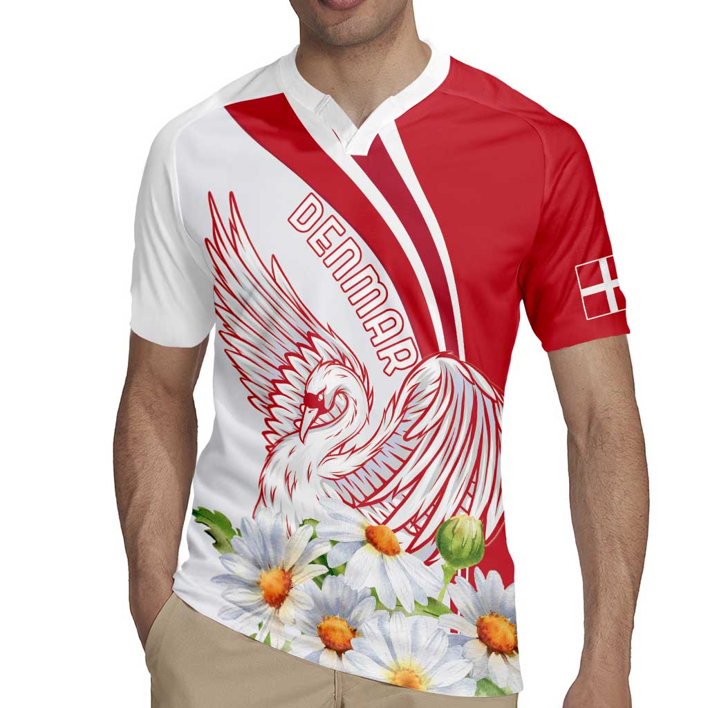 Personalized Denmark Rugby Jersey Mute Swan With Marguerite Daisy